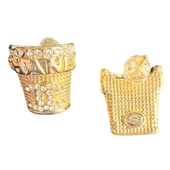 Gold CHANEL Crystal Ice Bucket Stud Earrings Autumn 2023 (CHXX015) - Picture 5 of 6